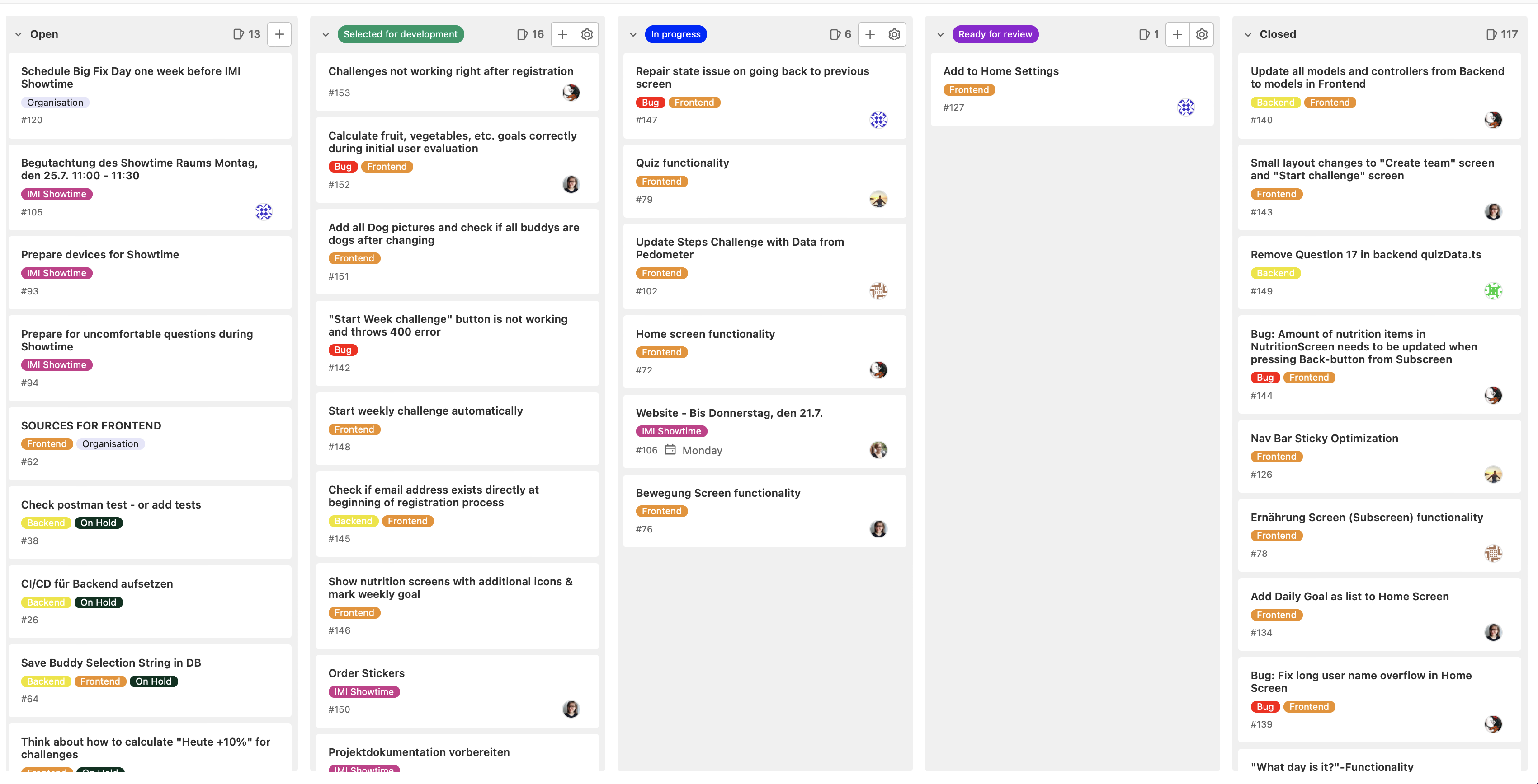 Picture of Project Board on Gitlab