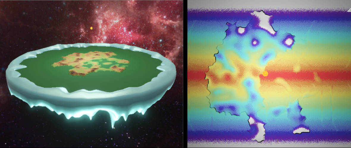Two different views of the generated world.